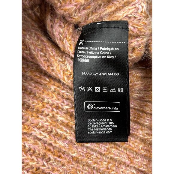 Scotch & Soda Sweater Womens XS Pink Orange Alpaca Blend Crewneck Puff Sleeve - Picture 8 of 11